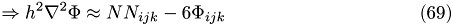 \begin{eqnarray} \Rightarrow h^2\nabla^2\Phi\approx NN_{ijk} - 6\Phi_{ijk} \end{eqnarray}