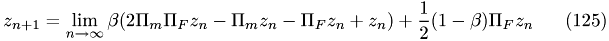 \begin{eqnarray} z_{n+1}=\lim_{n \to \infty}\beta(2\Pi_m \Pi_F z_n-\Pi_m z_n - \Pi_F z_n + z_n) + \frac{1}{2}(1-\beta)\Pi_F z_n \end{eqnarray}